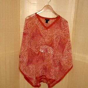 Lane Bryant Pink Red Semi Sheer Poncho Style Top 18-20